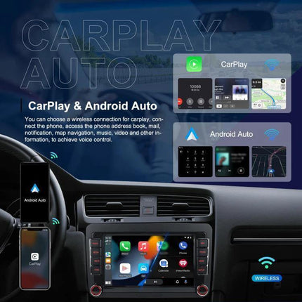 Volkswagen Android Car Navigation with 9-Inch Screen showcasing dashboard touchscreen, CarPlay and Android Auto connectivity