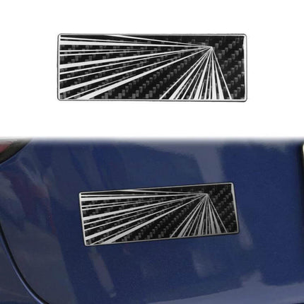 Carbon Fiber Decorative Sticker for Car Tail Design - rectangular carbon fiber tail decal with radiating silver lines, durable easy-to-apply car tail accent