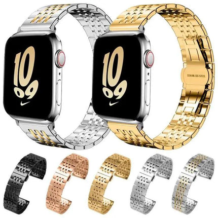 Seven-Bead Stainless Steel Apple Watch Band 38-49mm