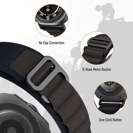 Black Nylon Buckle Loop Watch Band For Galaxy Watch