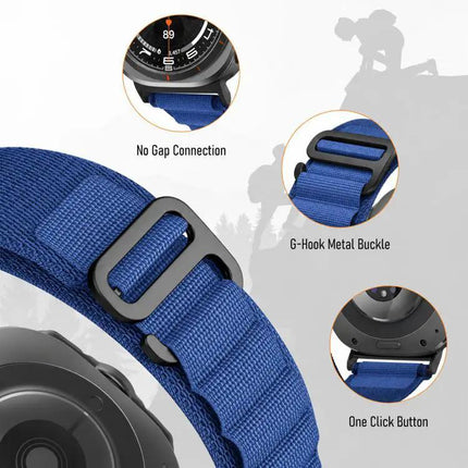 Black Nylon Buckle Loop Watch Band For Galaxy Watch