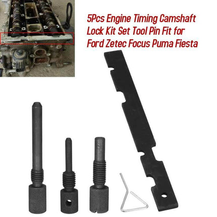 Car Engine Timing Camshaft Lock Tool Kit for Ford, Mazda, Volvo - 5pc metal timing camshaft lock pins and plate for 1.25–2.3L 16V engines
