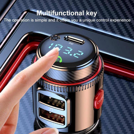 Car FM Transmitter With Fast Charging For In Car Music And Calls - Bluetooth 5.3, PD 30W fast charge, CNC display and dual USB ports