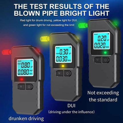 Compact Digital Alcohol Breath Tester for Personal Safety portable ABS breathalyzer with backlit LCD showing green yellow red results for sobriety checks