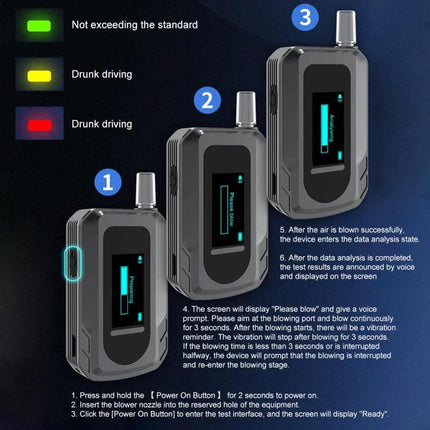 Portable Breath Alcohol Tester for Everyday Personal Use - compact handheld BAC monitor with color LED indicators
