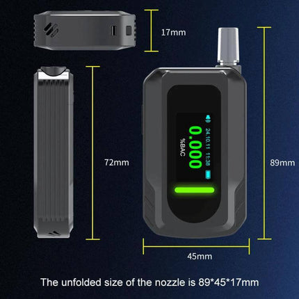 Portable Breath Alcohol Tester for Everyday Personal Use - compact handheld BAC meter with digital display and mouthpiece (89×45×17mm)