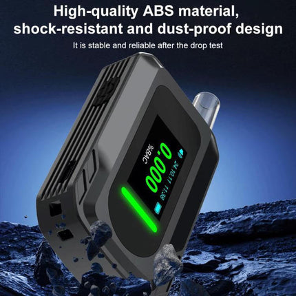 Portable Breath Alcohol Tester for Everyday Personal Use - compact ABS shock-resistant digital breathalyzer with green LED display