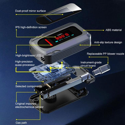 Portable Breath Alcohol Tester for Everyday Personal Use - compact, high-precision breathalyzer with IPS screen and replaceable PP nozzle