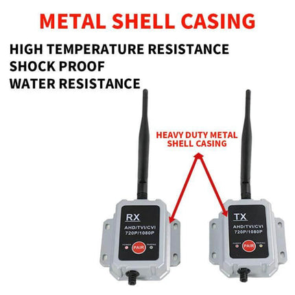 Wireless Transmitter Receiver for Truck Camera Systems heavy-duty metal shell casing 1080P RX TX wireless kit