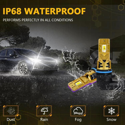 Car LED Headlight Bulbs For Clear Nighttime Visibility - IP68 waterproof 3500 lm 6500K 35W aviation aluminum, resists dust rain fog snow