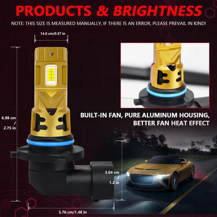 Car LED Headlight Bulbs For Clear Nighttime Visibility – 35W 3500lm 6500K 16x3570 chips aluminum housing, easy install, built-in fan