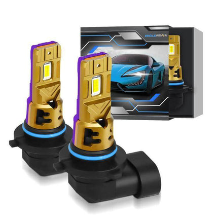 Car LED Headlight Bulbs For Clear Nighttime Visibility – pair of gold 3500 lm LED bulbs with aviation aluminum housing and plug-and-play base