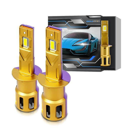 Car LED Headlight Bulbs For Clear Nighttime Visibility – gold 35W LED replacement bulbs 3500 lm 6500K with aviation aluminum housing (pair)