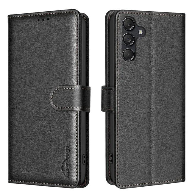 RFID Anti-Theft Litchi Leather Wallet Case For Galaxy S25 FE