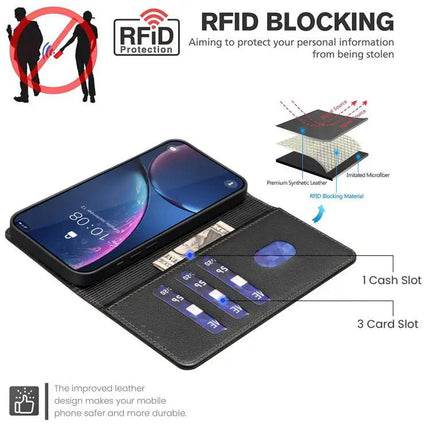 RFID Anti-Theft Litchi Leather Wallet Case For Galaxy S25 FE