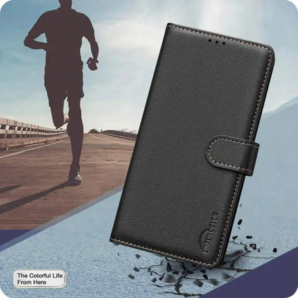 RFID Anti-Theft Litchi Leather Wallet Case For Galaxy S25 FE