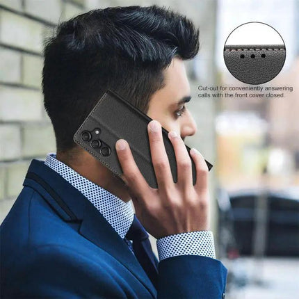 RFID Anti-Theft Litchi Leather Wallet Case For Galaxy S25 FE