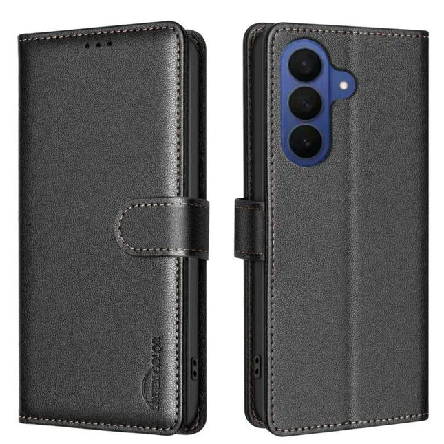 Litchi Texture RFID PU Leather Wallet Case for Galaxy S26