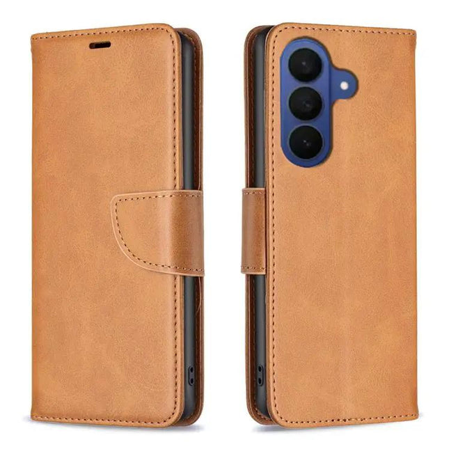 Lambskin Texture PU Leather Flip Phone Case With Card Slots