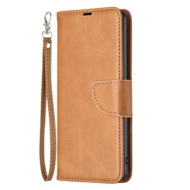 Lambskin Texture PU Leather Flip Phone Case With Card Slots