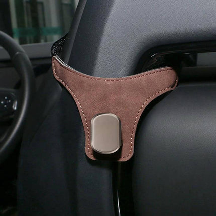 Car Seat Back Hanger Hook For Backseat Storage Organizer brown PU leather hook attached to headrest for hanging bags and clothing