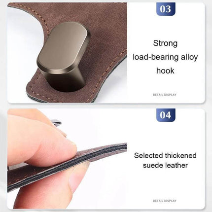 Car Seat Back Hanger Hook For Backseat Storage Organizer showing strong alloy hook and thickened suede PU leather detail
