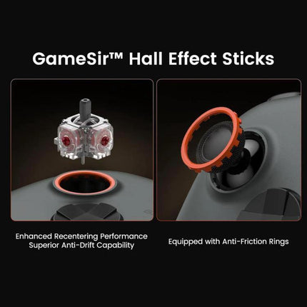 GameSir Controller for Everyday Gaming on PC and Mobile showcasing Hall Effect sticks with anti-drift and anti-friction rings