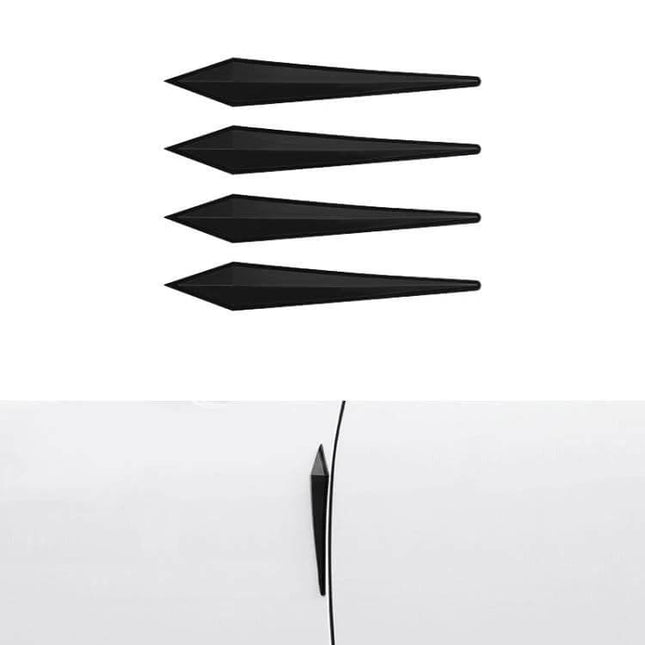 Protective PVC Strips for Car Door Edges, 4-Piece Set – black wedge protectors shown on car door edge to prevent scratches and bumps