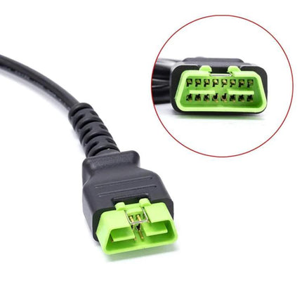 Practical Cable for Routine Vehicle Maintenance at Home - close-up of green multi-pin automotive connector cable for DIY car checks and repairs
