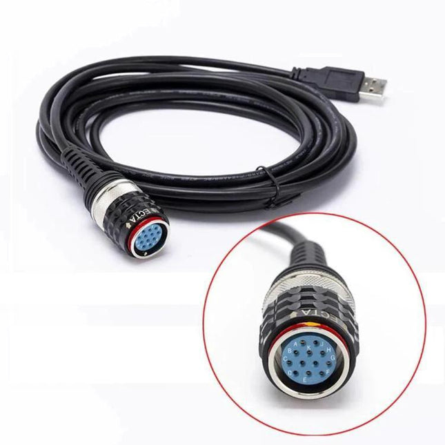 Versatile Cable for Daily Vehicle Maintenance at Home - USB-to-vehicle diagnostic cable with circular 8-pin connector for routine electrical checks