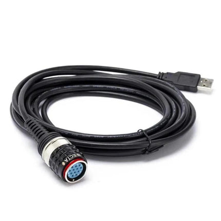Versatile Cable for Daily Vehicle Maintenance at Home - black diagnostic cable with USB and multi-pin connector for routine car checks