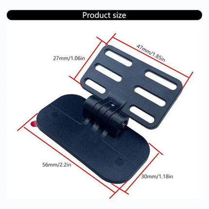 Universal Adhesive Mounting Bracket for Car Rear Cameras adjustable adhesive bracket showing dimensions and swivel hinge for rear camera installation