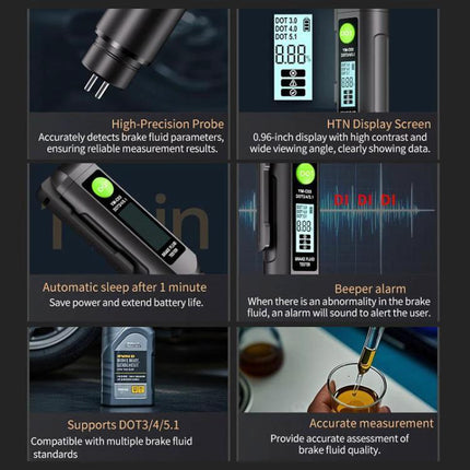 A Simple Tool for Checking Brake Fluid in Vehicle Maintenance - high-precision probe tester with HTN display for DOT3/4/5.1 fluid quality