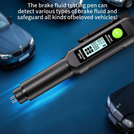 A Simple Tool for Checking Brake Fluid in Vehicle Maintenance - compact brake fluid tester pen with metal probe and digital display for routine vehicle checks