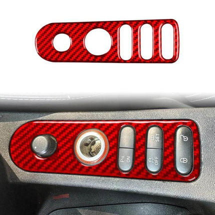 Carbon Fiber Rear Mirror Switch Frame Sticker for Seat Leon - red carbon fiber weave trim for rear mirror switch area, protective scratch-resistant overlay