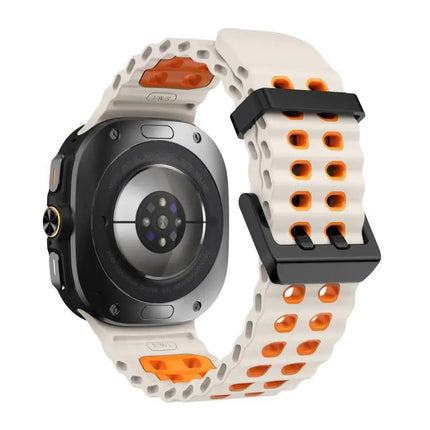 XDfind Silicone Watch Band Black Dual-Row Hole For Galaxy