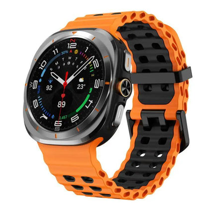 XDfind Silicone Watch Band Black Dual-Row Hole For Galaxy