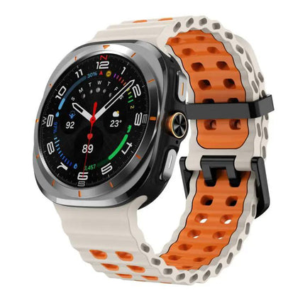 XDfind Silicone Watch Band Black Dual-Row Hole For Galaxy