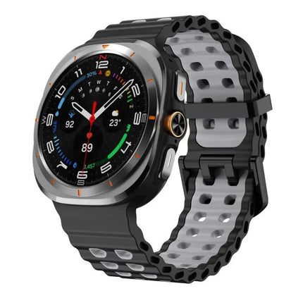 XDfind Silicone Watch Band Black Dual-Row Hole For Galaxy