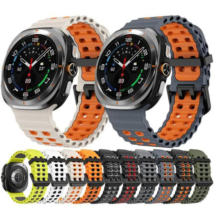 XDfind Silicone Watch Band Black Dual-Row Hole For Galaxy