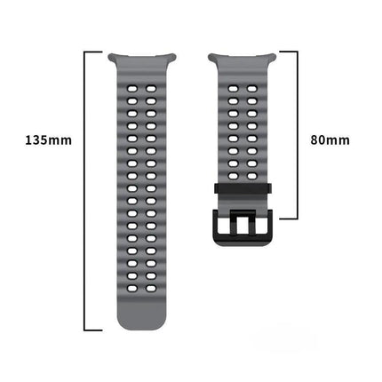 XDfind Silicone Watch Band Black Dual-Row Hole For Galaxy