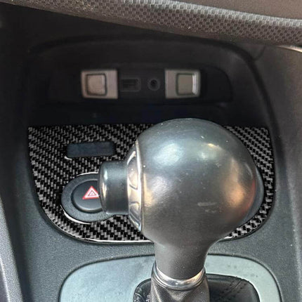 Carbon Fiber Water Cup Panel Sticker for SEAT Left Driver installed on driver-side cup panel of SEAT Leon 2005-2012 with textured carbon fiber finish