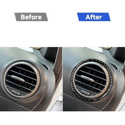Carbon Fiber Car Air Outlet Decorative Sticker Left And Right on SEAT Leon vent before and after realistic carbon fiber weave