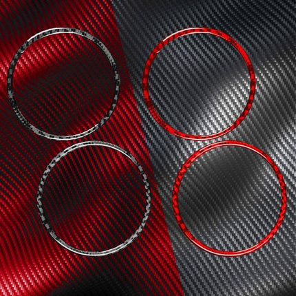 Carbon Fiber Car Air Outlet Decorative Sticker Left And Right - carbon fiber circular vent trim set for SEAT Leon 2005-2012, red and black