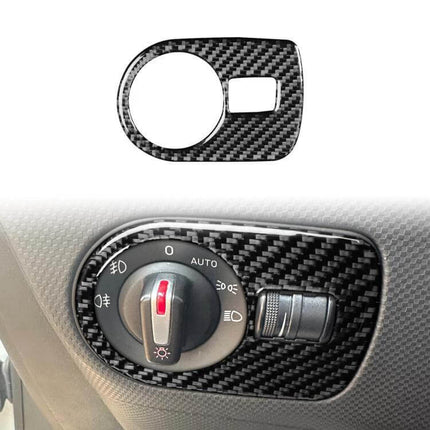 Carbon Fiber Headlight Switch Panel Sticker for SEAT Leon - textured self-adhesive carbon fiber cover for headlight control panel (2005–2012)