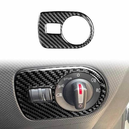 Carbon Fiber Headlight Switch Panel Sticker for SEAT Leon - textured carbon finish, self-adhesive protection for 2005–2012 switch panel