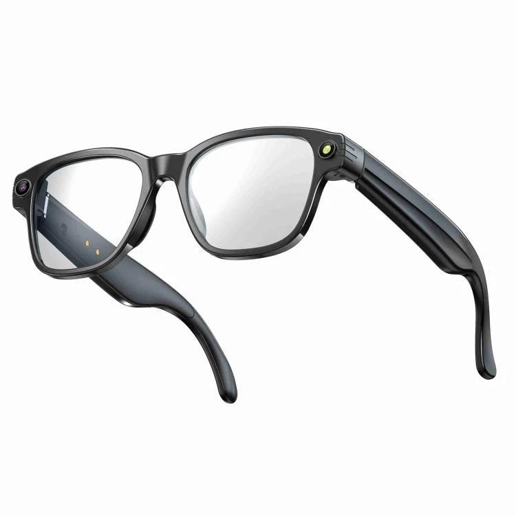 Compact Glasses for Recording Everyday Travel Moments - sleek black smart glasses with 8MP camera for hands-free hiking and city video capture