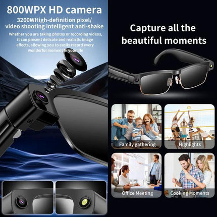Versatile Smart Glasses for Daily Memories and Outings with 8MP anti-shake camera for hands-free photos and travel translation support