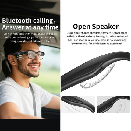 Versatile Smart Glasses for Daily Memories and Outings with 8MP camera, anti-shake, Bluetooth calling and open speaker for hands-free photos and translation