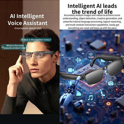 Versatile Smart Glasses for Daily Memories and Outings with 8MP anti-shake camera, AI voice assistant and hands-free photo/video capture